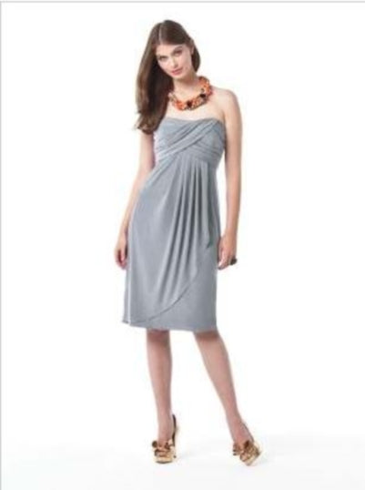 Dessy 2825..Special Occasion, Cocktail strapless Dress....Platinum...Sz 8