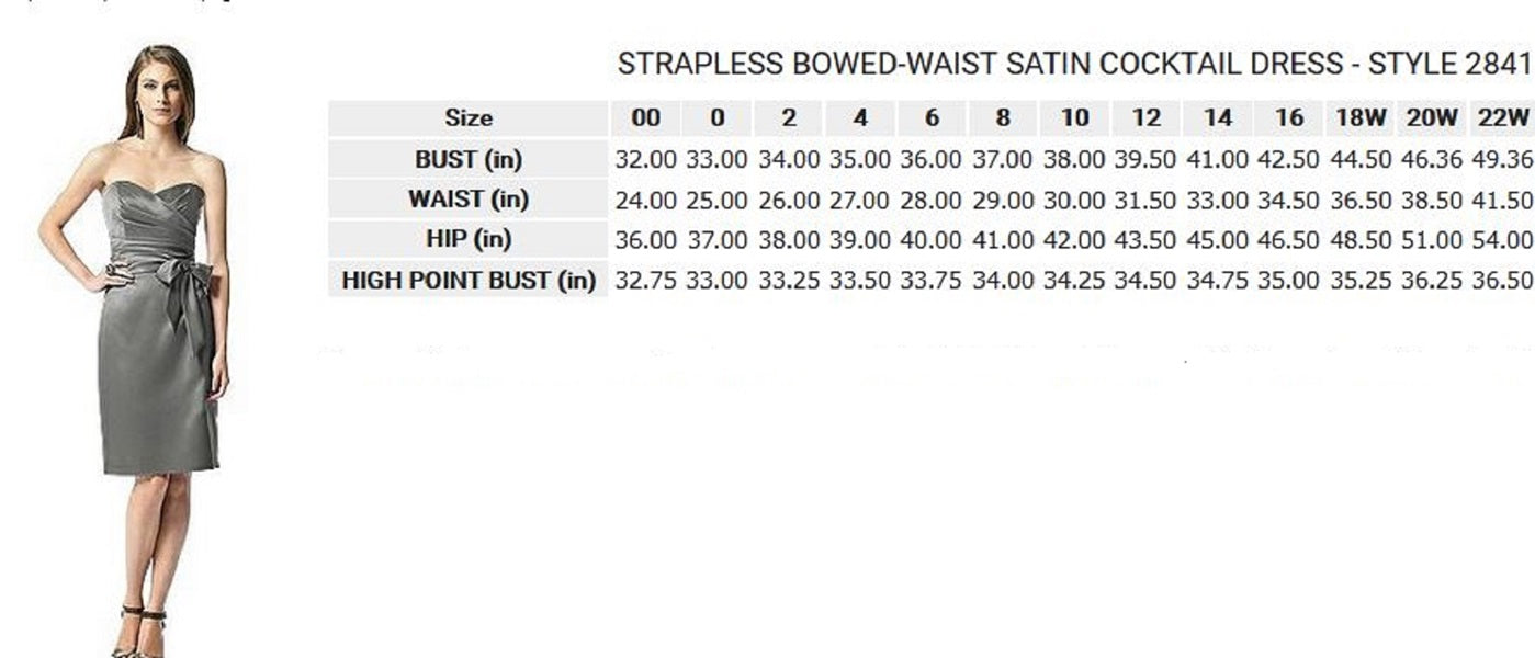 Dessy 2841....Strapless, Cocktail length, Satin dress...Gray...Size 4