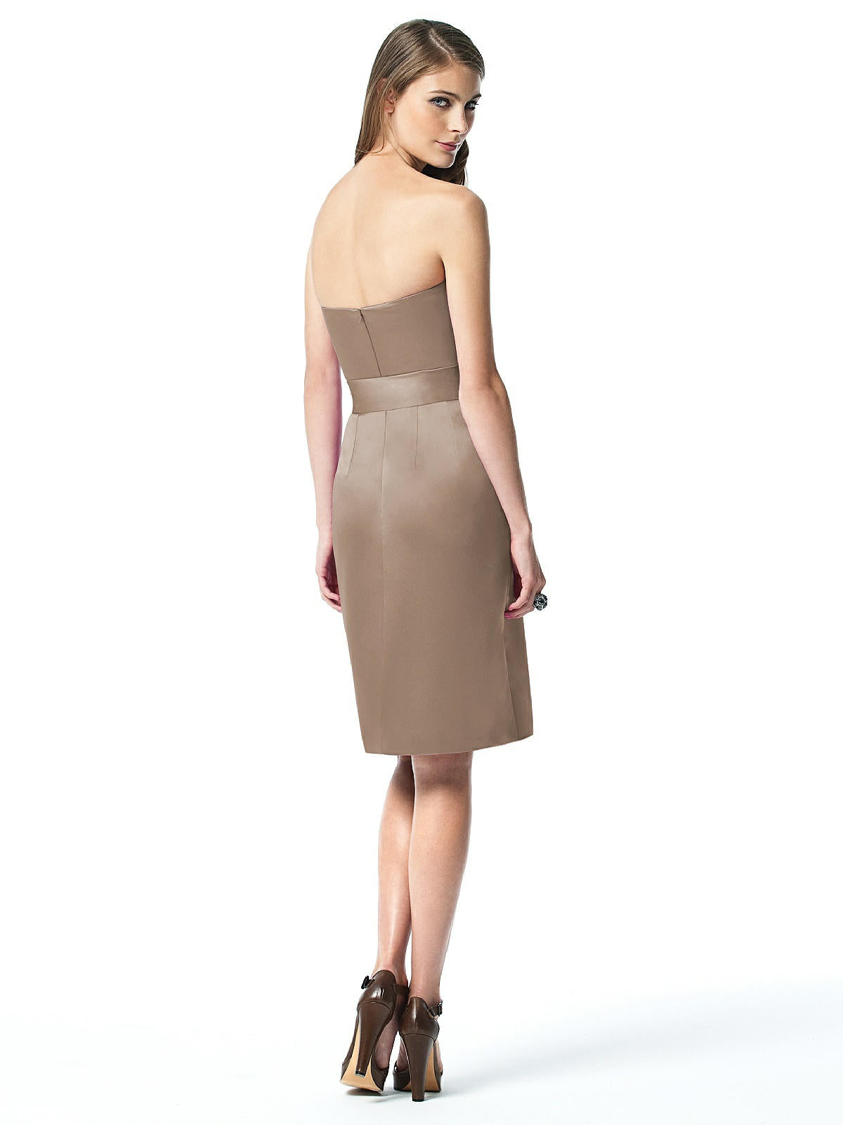 Dessy 2841....Strapless, Cocktail length, Satin dress...Topaz...Size 4