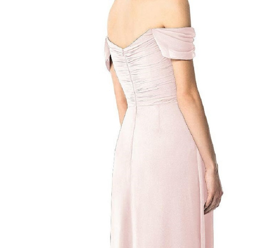 Dessy 2844...Full length, off the shulder Dress....Blush...Size 0