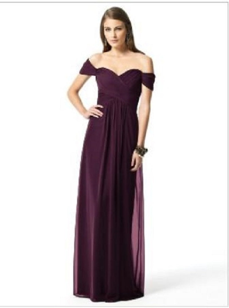 Dessy 2844....Full Length, Off the shoulders Dress.....Bordeaux...Size 2
