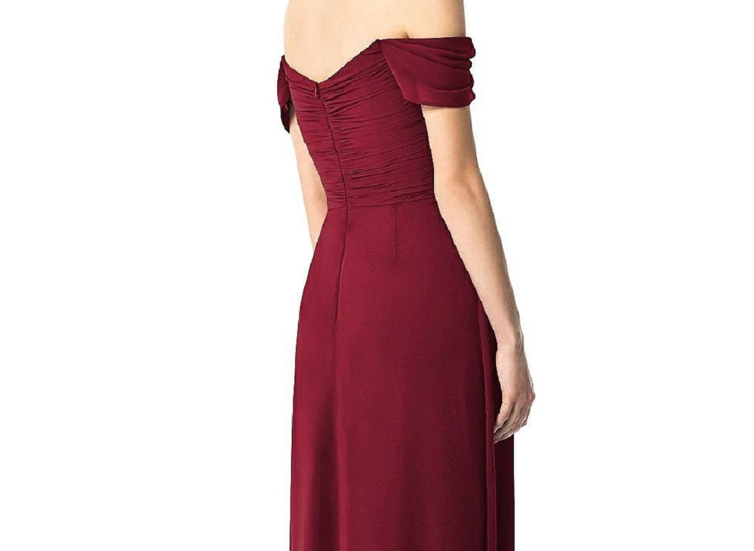 Dessy 2844...Full Length, Off the shoulders Dress.....Burgundy....Size 2....NWT