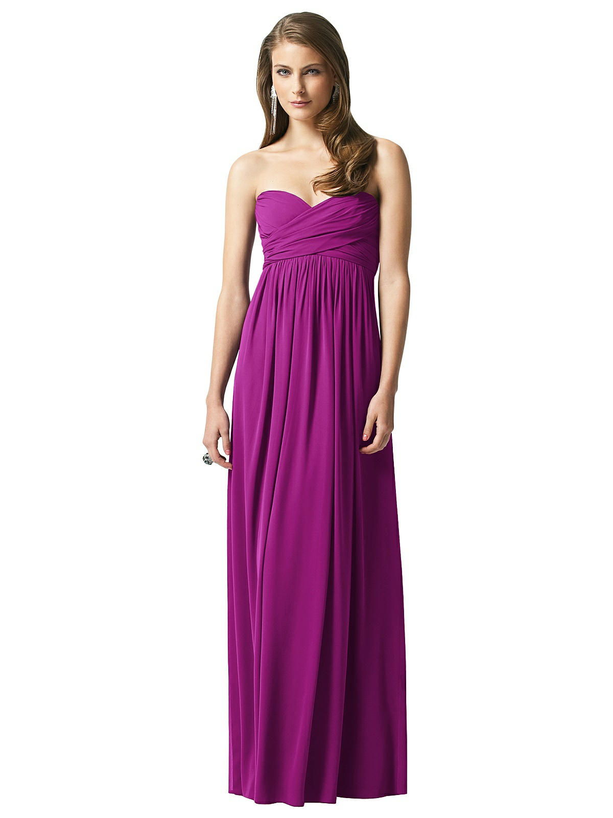 Dessy 2846...Full length, Strapless Chiffon Dress...Persian Plum..Size 2