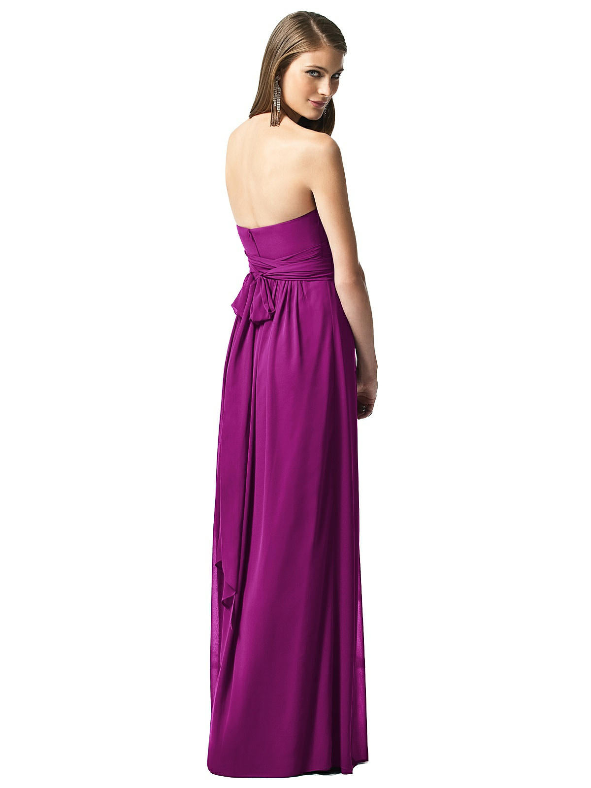 Dessy 2846...Full length, Strapless Chiffon Dress...Persian Plum..Size 2