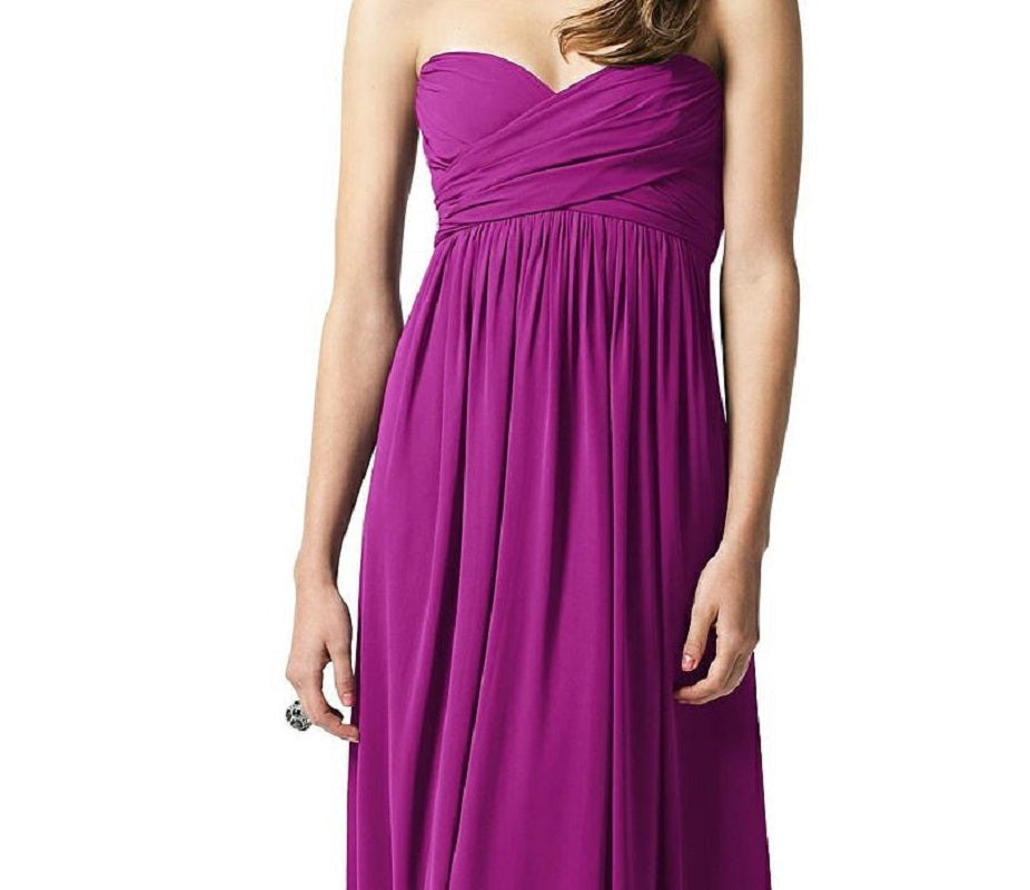 Dessy 2846...Full length, Strapless Chiffon Dress...Persian Plum..Size 2