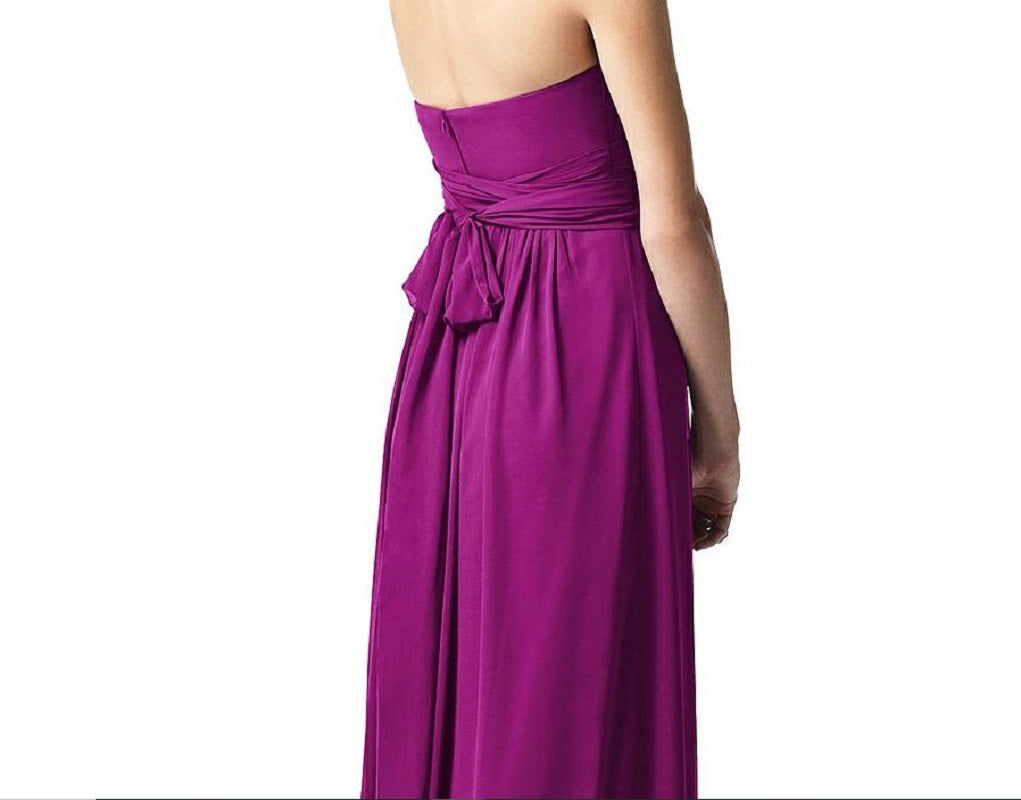 Dessy 2846...Full length, Strapless Chiffon Dress...Persian Plum..Size 2