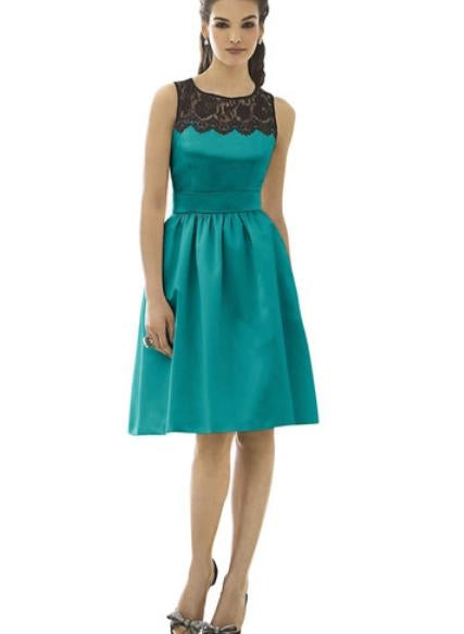 After Six 6644..Cocktail Length, Sleeveless Dress...Jade / Black...Size 10 LONG