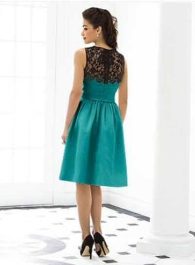 After Six 6644..Cocktail Length, Sleeveless Dress...Jade / Black...Size 10 LONG