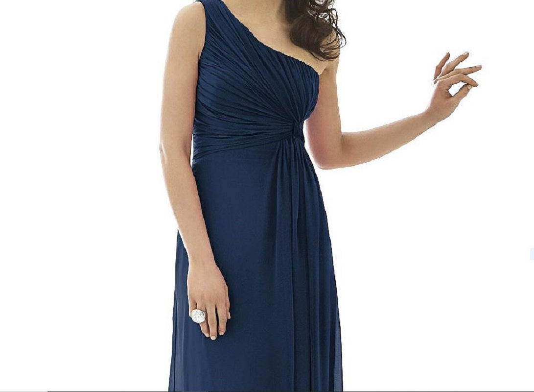After Six 6651...Full Length, One shoulder, Chiffon Dress...Midnight...Size 2