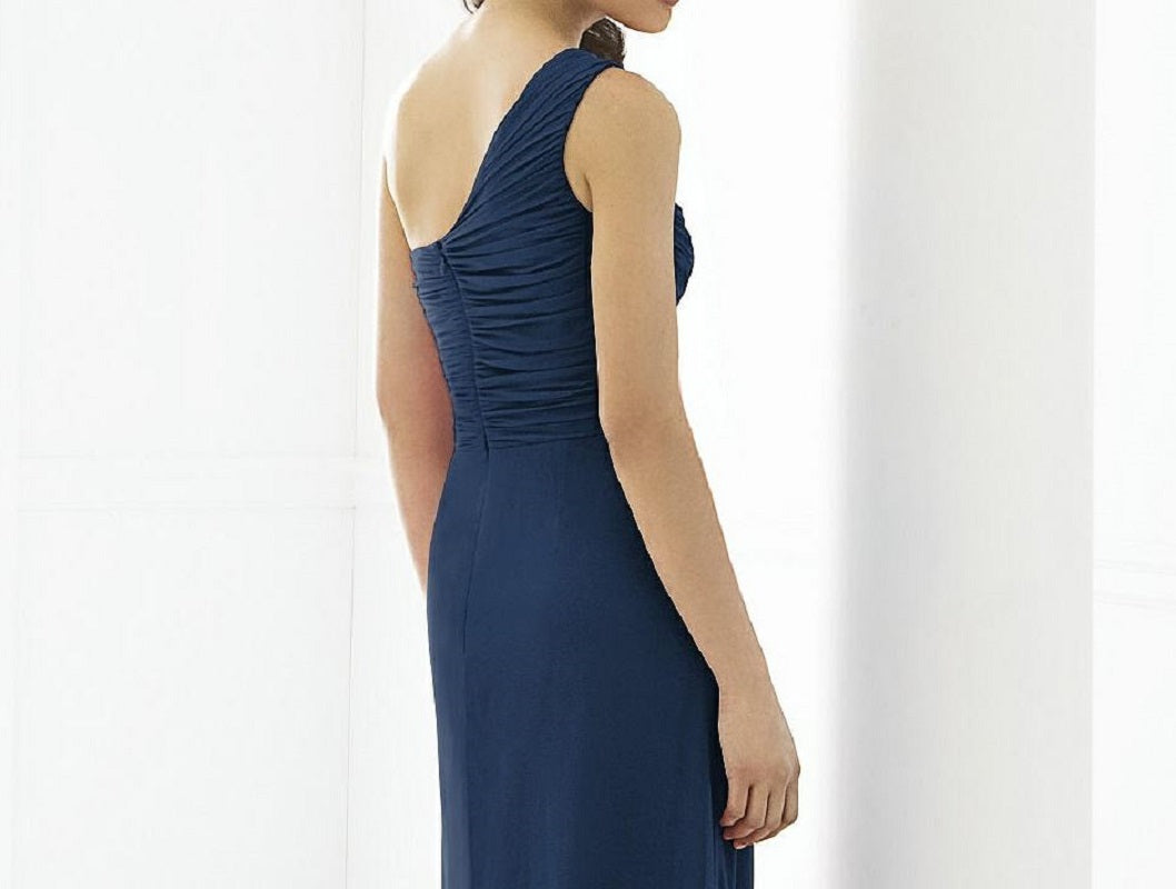 After Six 6651...Full Length, One shoulder, Chiffon Dress...Midnight...Size 2