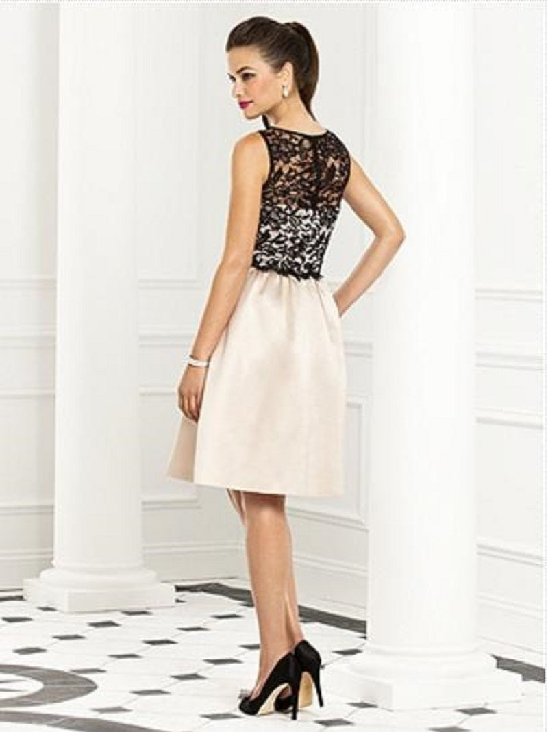 After Six 6656...Sleeveless, Cocktail Length dress....Palomino / Black....Size 8