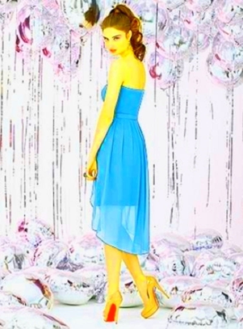 Dessy 8120....Strapless, Special Occasion Dress....Turquoise....Size 6