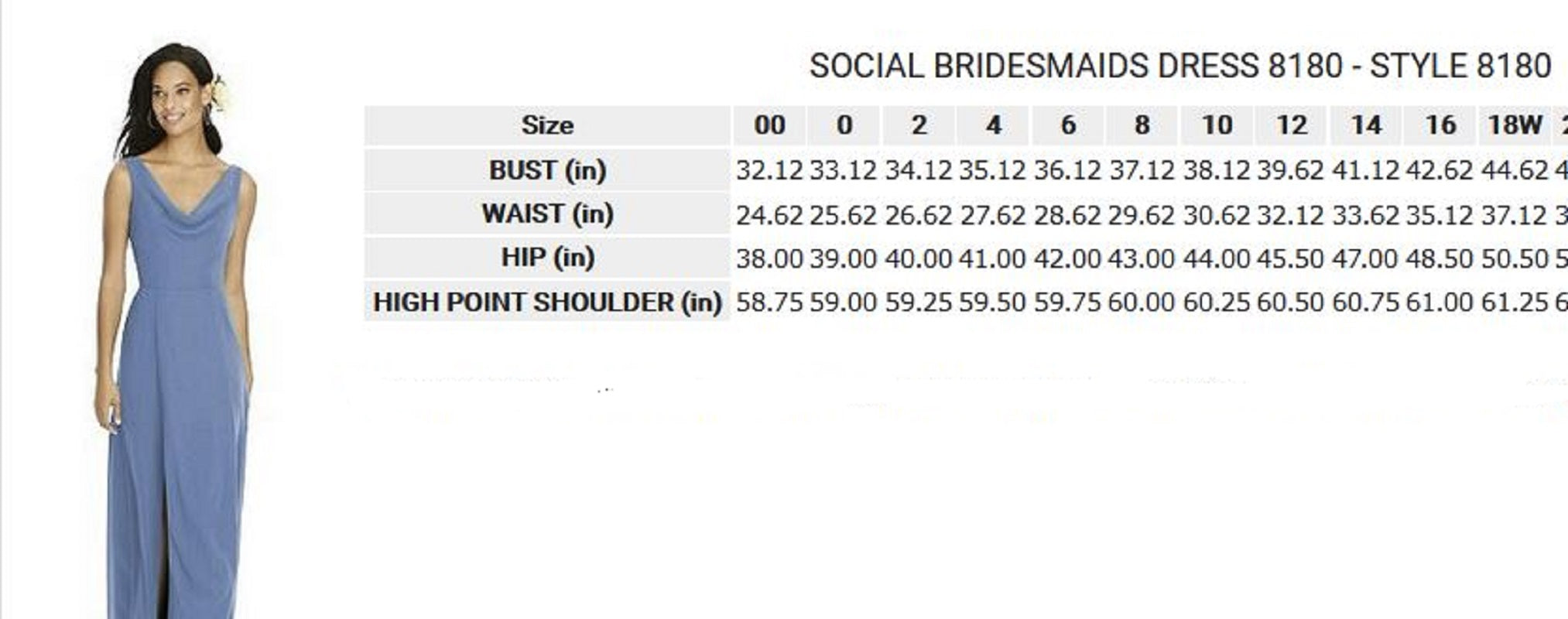 Dessy 8180...Full Length, Sleeveless, V-Neck Dress...Sofia Blue...Size 2