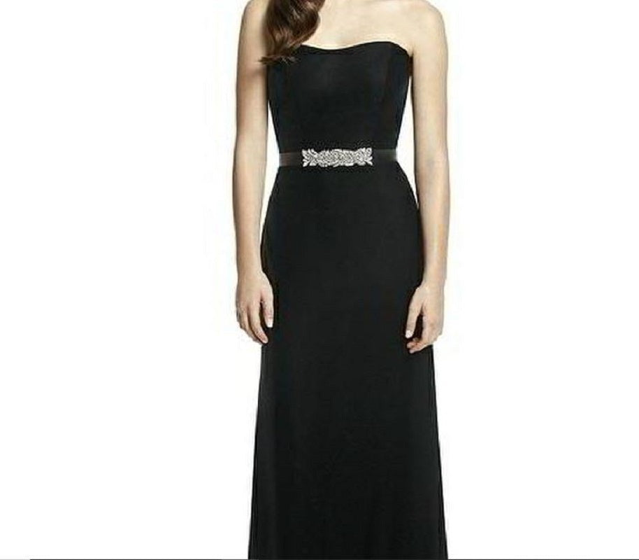Dessy 2998....Full Length, Strapless, Velvet Gown Dress...Black...Size 0