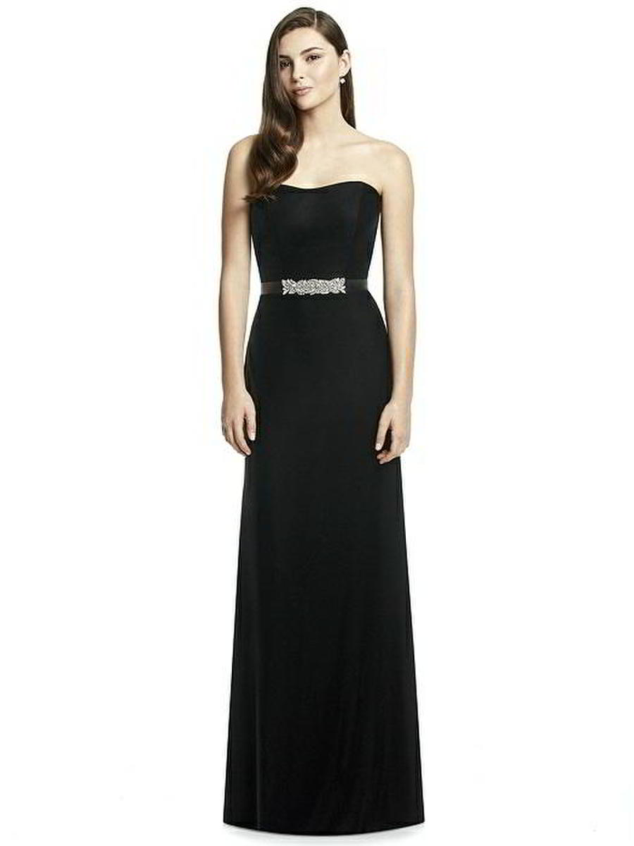 Dessy 2998....Full Length, Strapless, Velvet Gown Dress...Black...Size 0