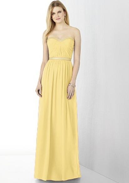 After Six 6730..Full length, Strapless Chiffon Dress...Buttercup..Size 6 (UK)
