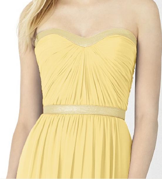 After Six 6730..Full length, Strapless Chiffon Dress...Buttercup..Size 6 (UK)