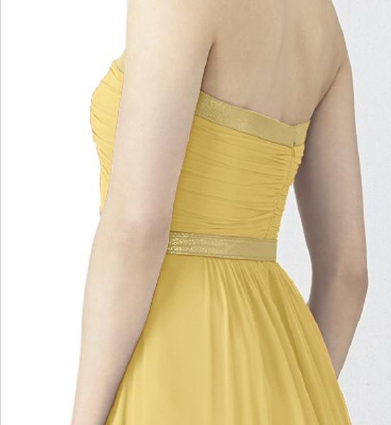 After Six 6730..Full length, Strapless Chiffon Dress...Buttercup..Size 6 (UK)
