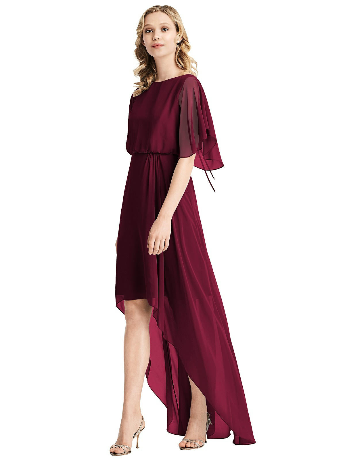 Jenny Packham...Cocktail length lux chiffon dress..JP1031...Cabernet...Size 0