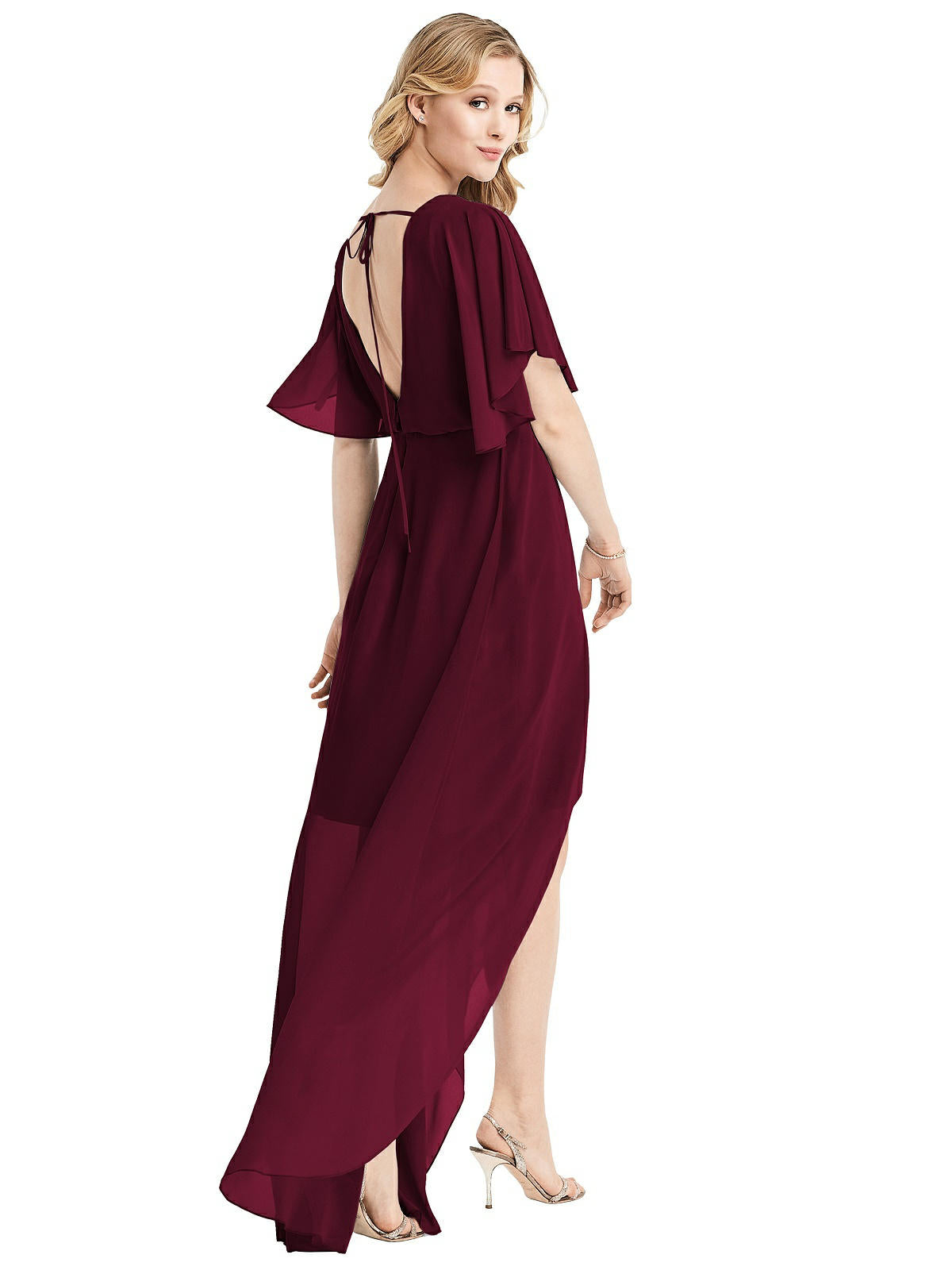 Jenny Packham...Cocktail length lux chiffon dress..JP1031...Cabernet...Size 0