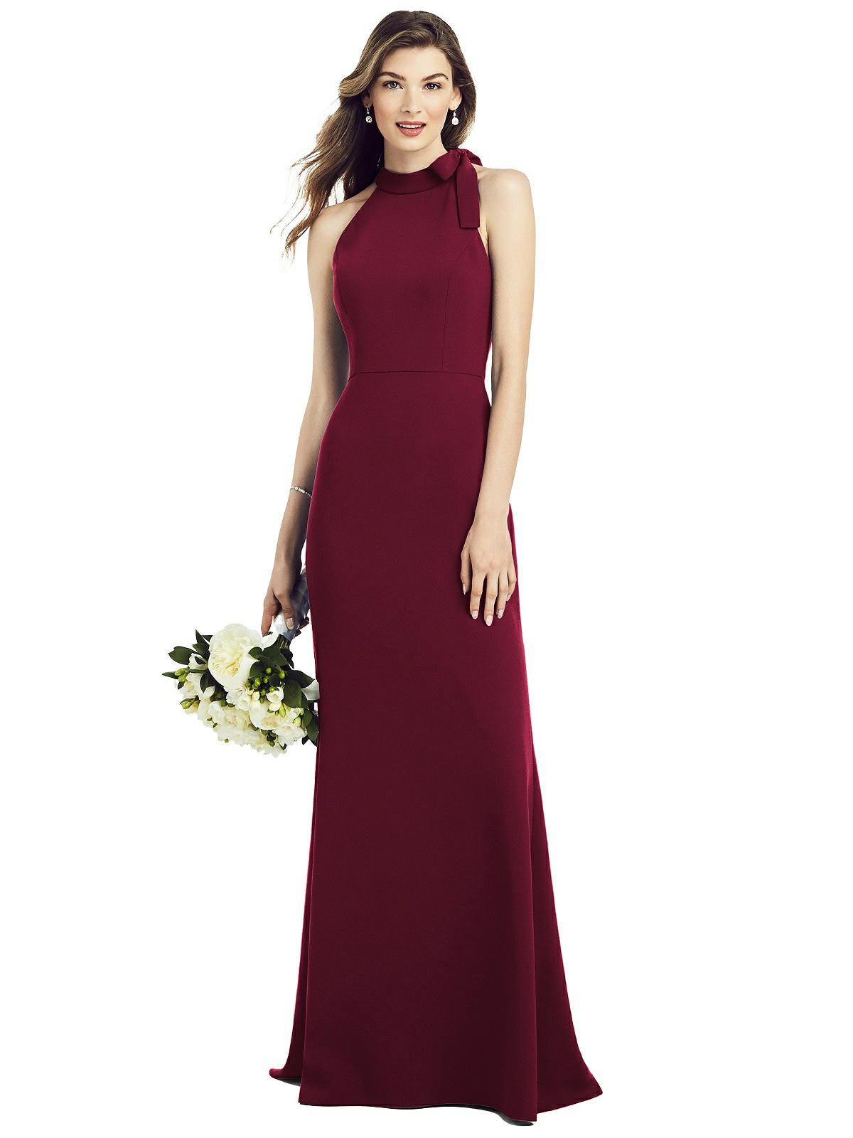 After Six 6827....Bow-Neck Open-Back Trumpet Gown....Cabernet...Size 12