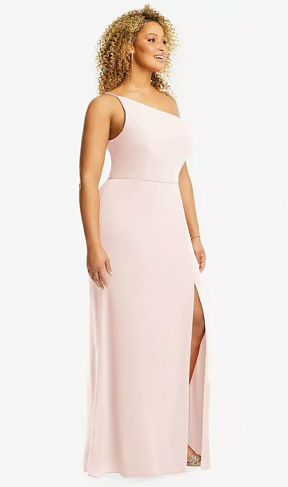 Skinny One-Shoulder Trumpet Gown with Front Slit...1544....Cameo..Assorted Sizes