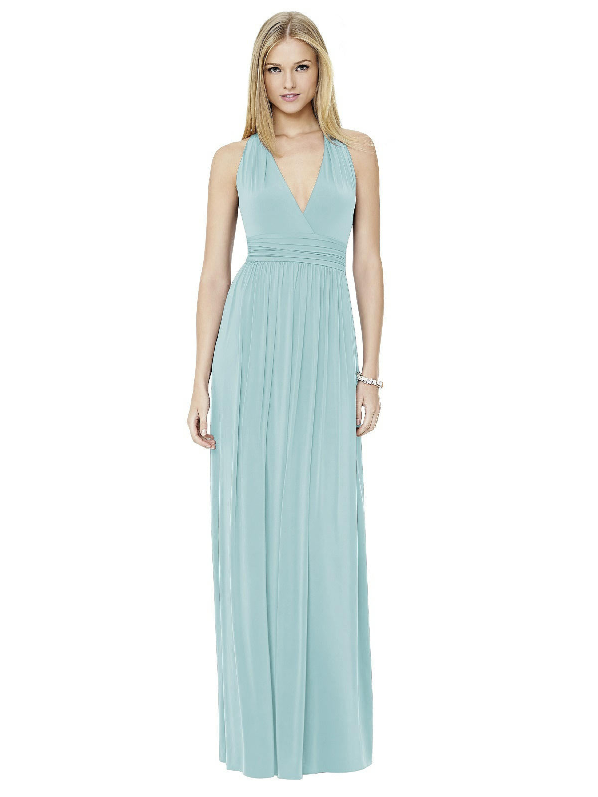 Dessy 8147....Full length, Open Back, V neck dress.....Blue...Size 16