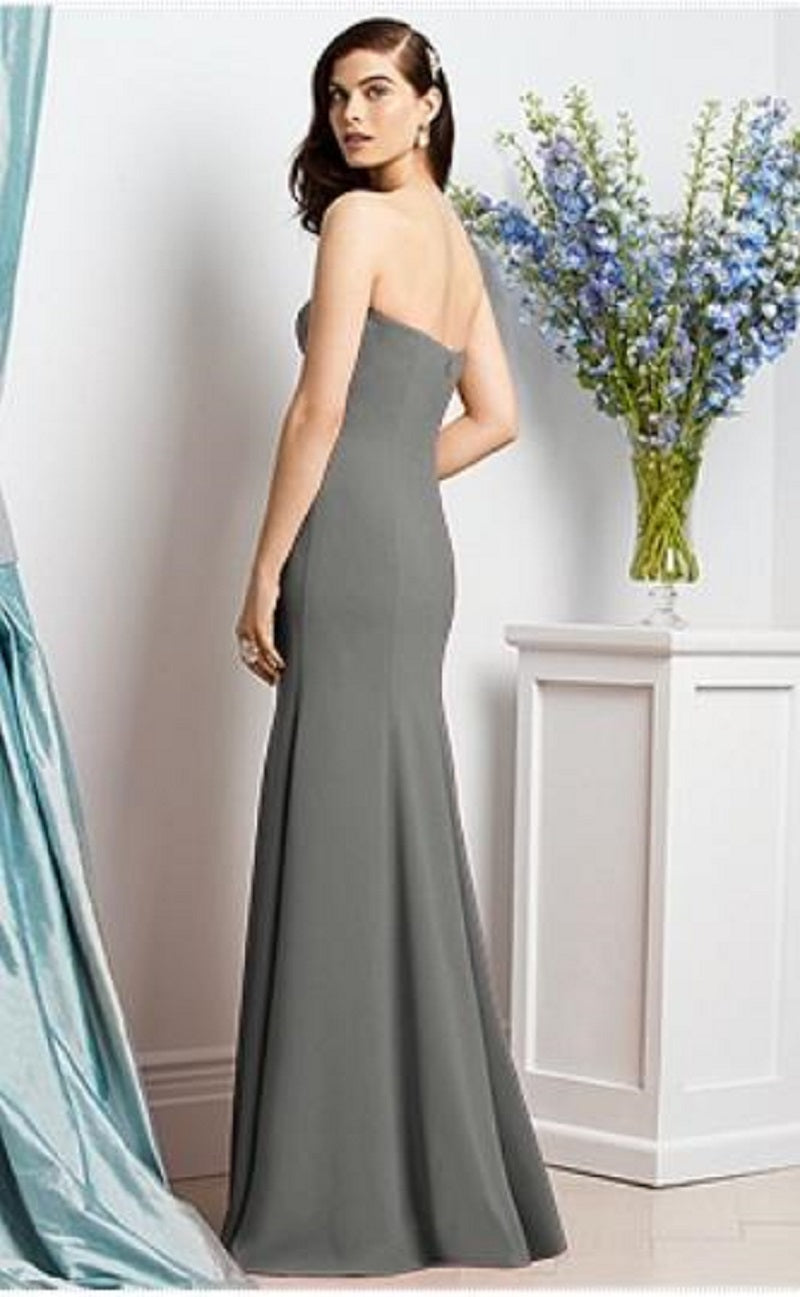 Dessy 2935..Full Length, Strapless, Mermaid style Dress...Gray...Size 12...NWT
