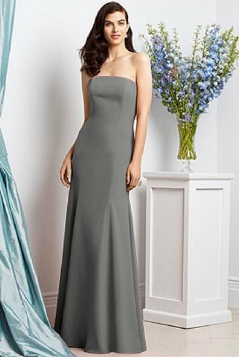 Dessy 2935..Full Length, Strapless, Mermaid style Dress...Gray...Size 10
