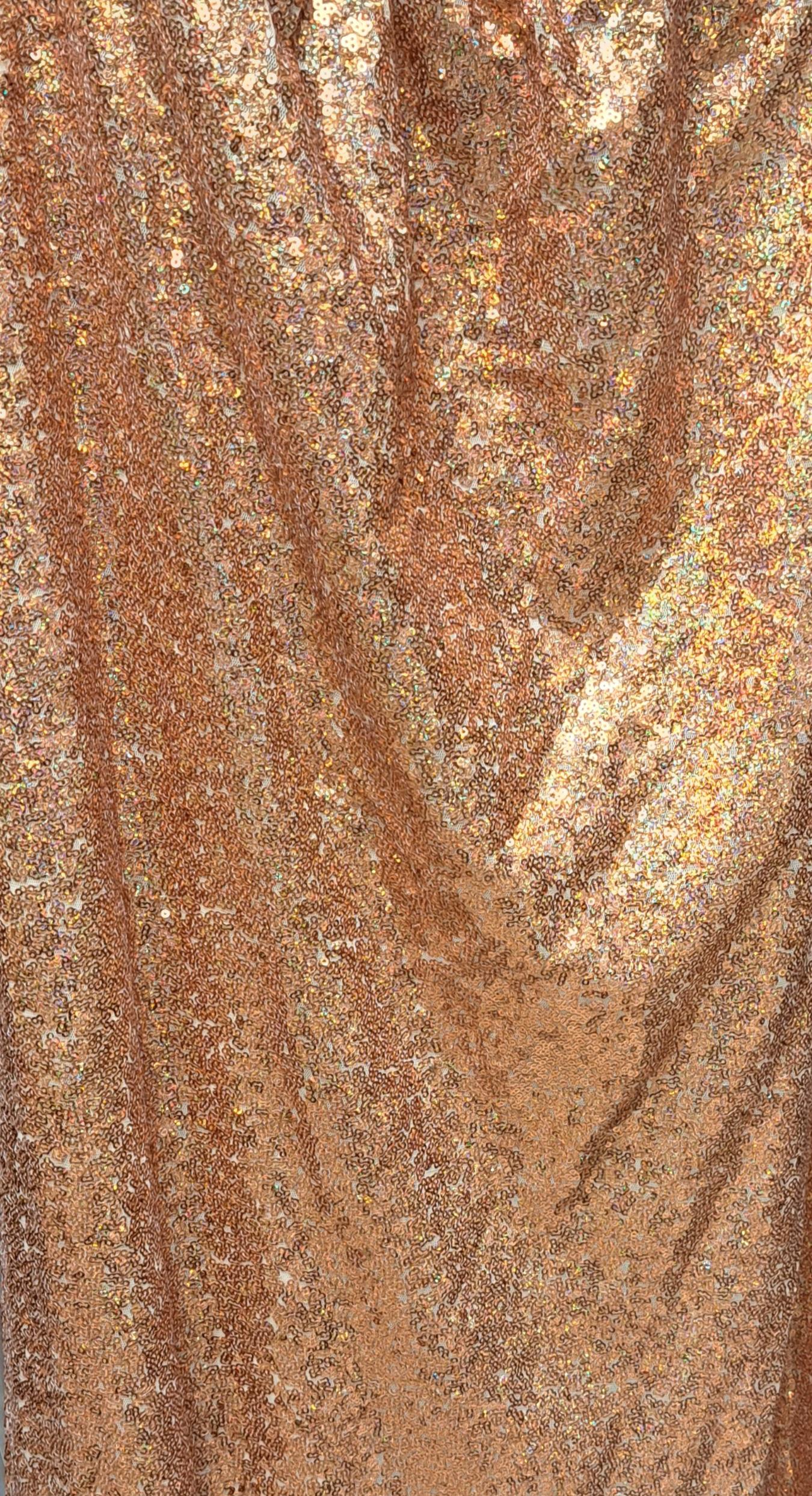 Cap Sleeve Wrap Bodice Sequin Maxi Dress...TH056...Copper Rose...Size 16 Long