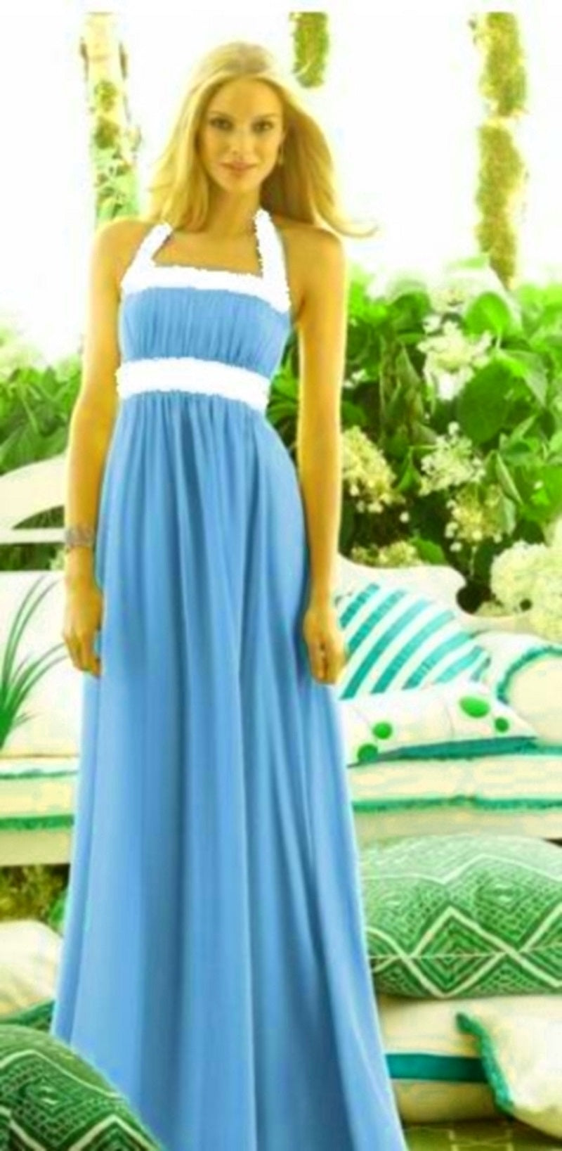 After Six 6566....Full length, Halter Dress......Turquoise...Size 8