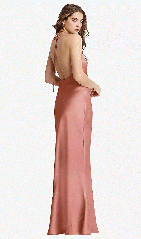 Dessy LB002....Cowl-Neck Convertible Maxi Slip Dress....Desert Rose...Size S