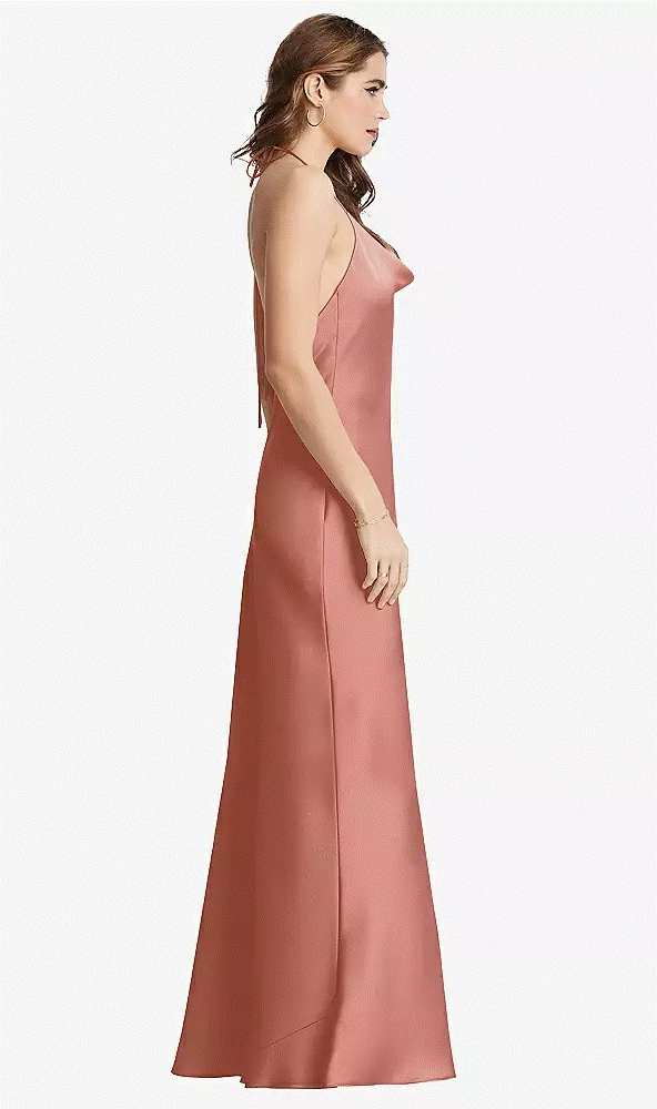 Dessy LB002....Cowl-Neck Convertible Maxi Slip Dress....Desert Rose...Size S
