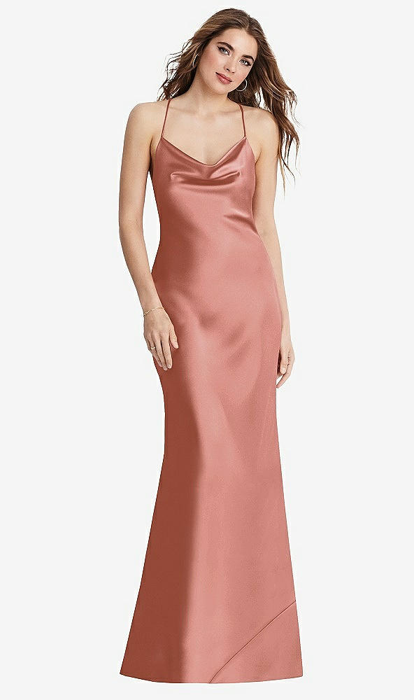 Dessy LB002....Cowl-Neck Convertible Maxi Slip Dress....Desert Rose...Size S
