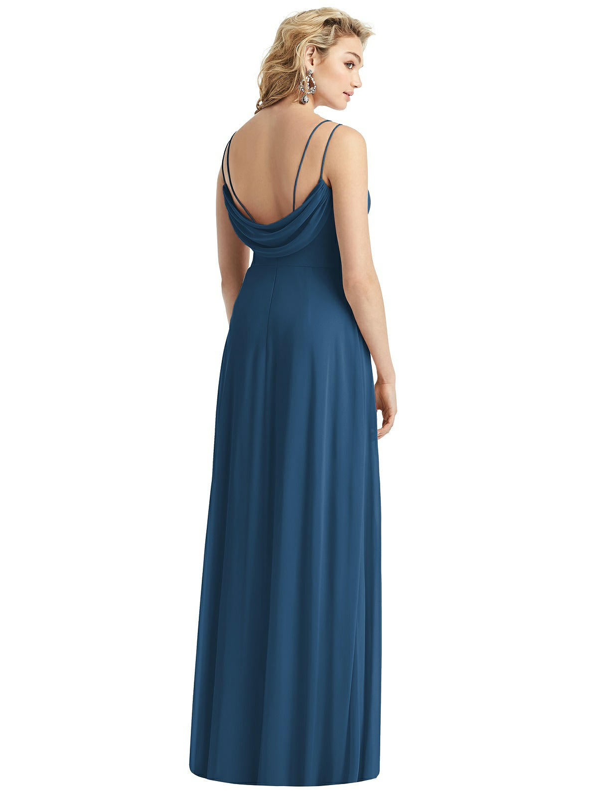 After Six 1520....Cowl-Back Double Strap Maxi Dress...Dusk Blue...Sz 14