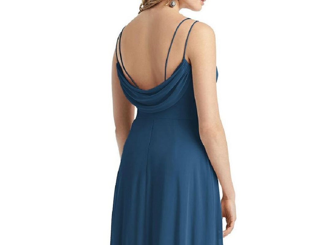 After Six 1520....Cowl-Back Double Strap Maxi Dress...Dusk Blue...Sz 14