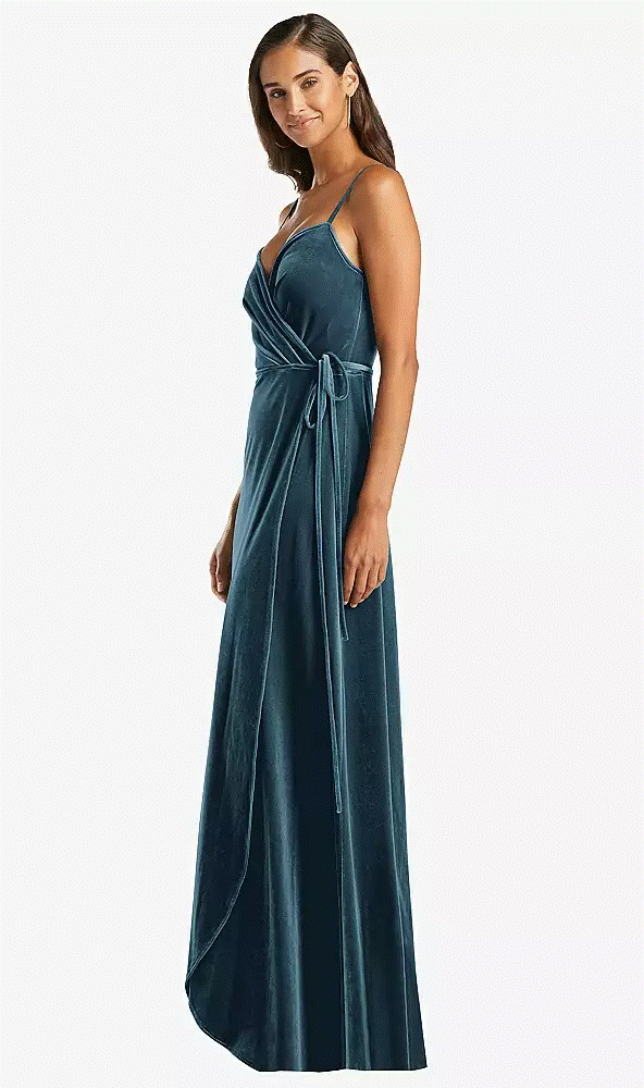 Velvet Wrap Maxi Dress with Pockets...After Six 1536...Dutch Blue..Size M