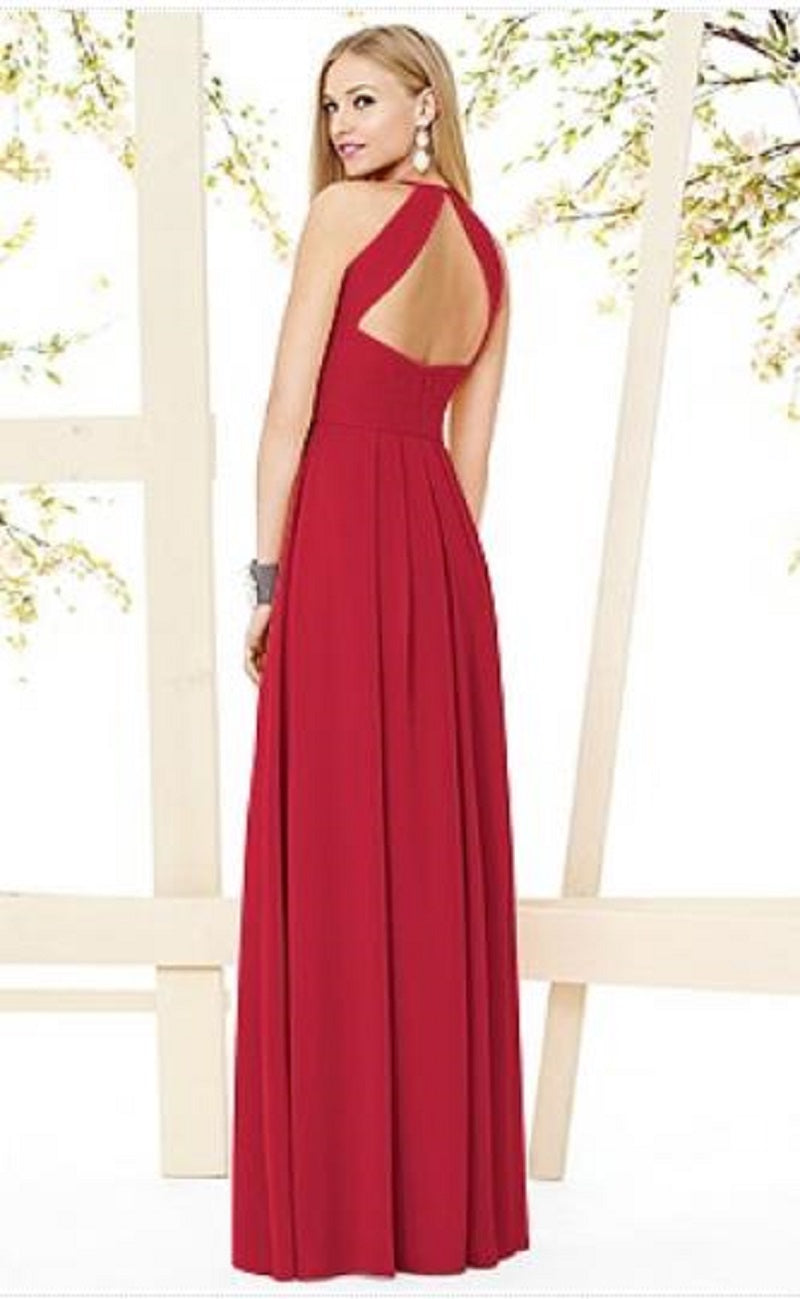 Dessy 8151.....Full Length, Halter, Open Back Dress.....Flame...Size 10