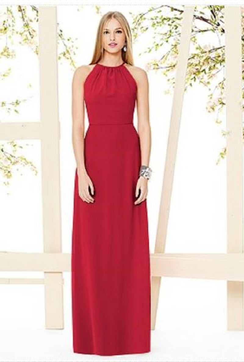 Dessy 8151.....Full Length, Halter, Open Back Dress.....Flame...Size 10