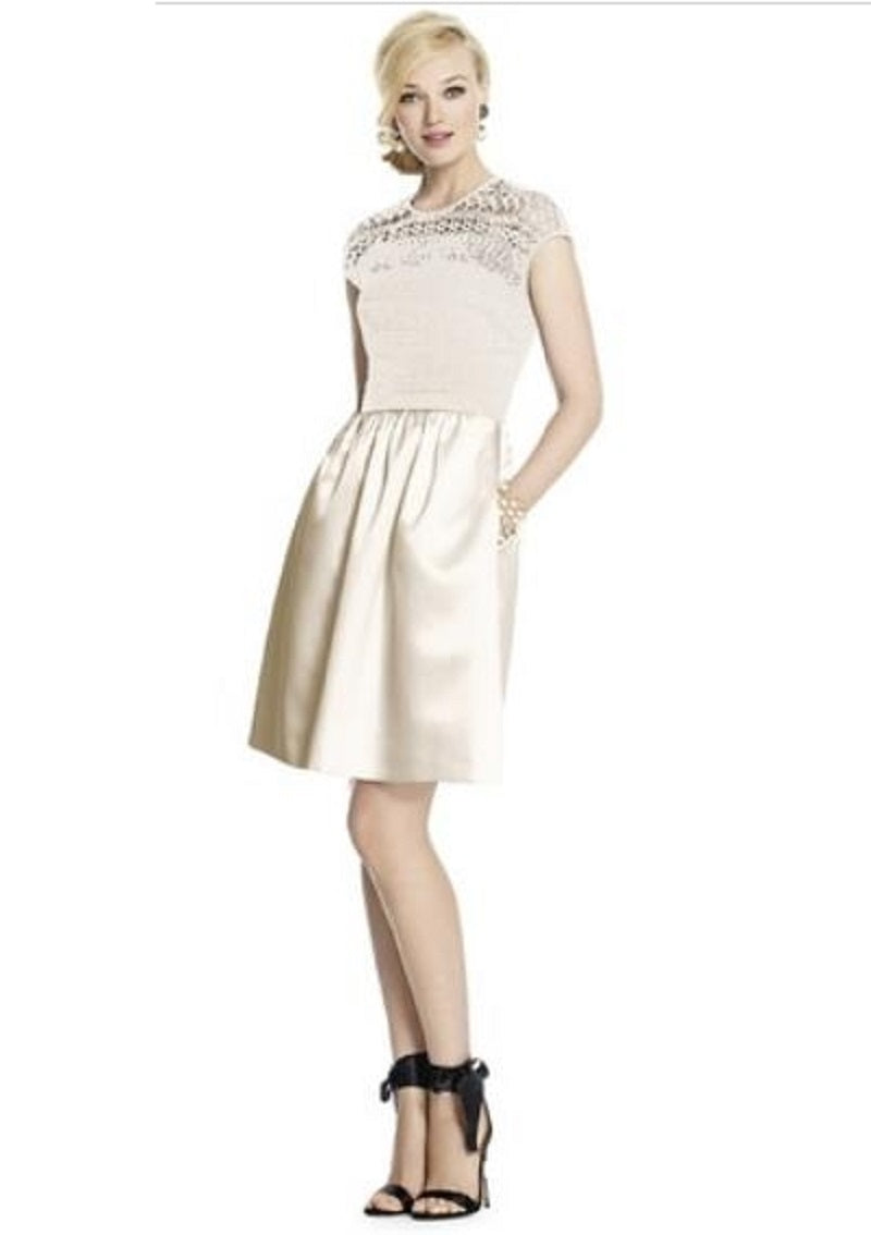 Dessy 5713....Cocktail Length, Cap sleeve Dress...Ivory...Sz 8