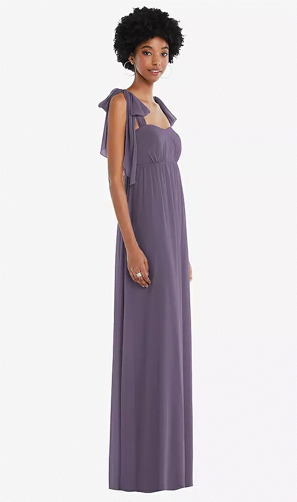 After Six 1564..Convertible Tie-Shoulder Empire Waist Maxi Dress...Lavender..XL