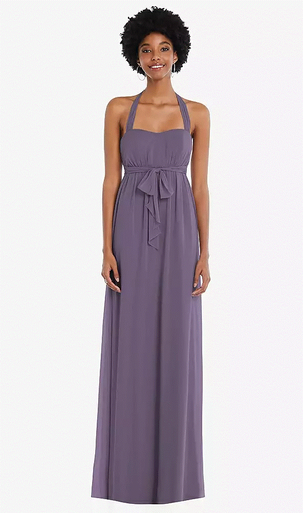After Six 1564..Convertible Tie-Shoulder Empire Waist Maxi Dress...Lavender..XL