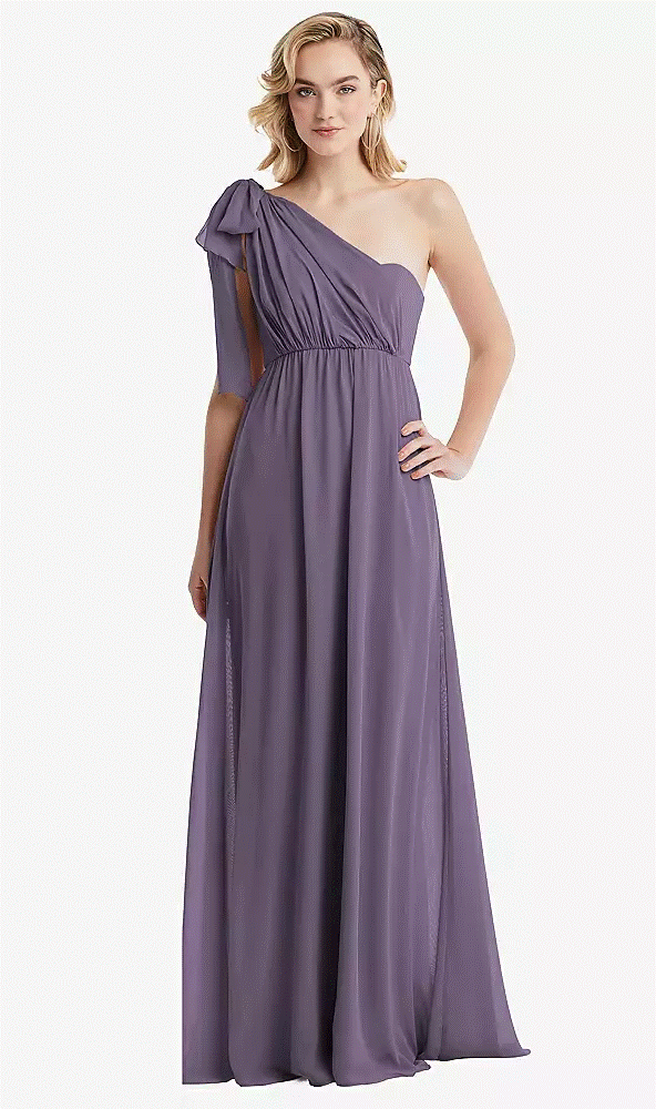 TH095..Empire Waist Shirred Skirt Convertible Sash Tie Maxi Dress..Lavender..XL