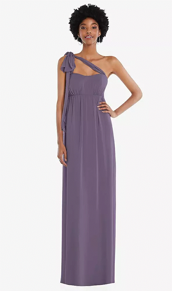 After Six 1564..Convertible Tie-Shoulder Empire Waist Maxi Dress...Lavender..XL