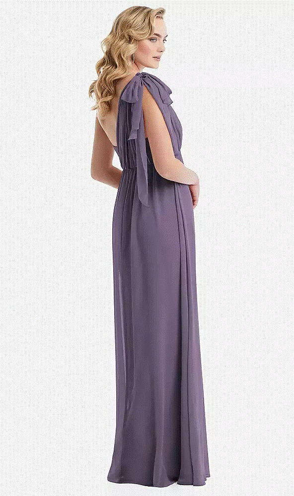 TH095..Empire Waist Shirred Skirt Convertible Sash Tie Maxi Dress..Lavender..XL