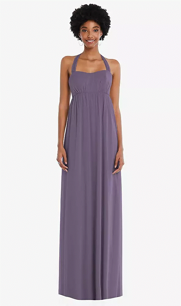 After Six 1564..Convertible Tie-Shoulder Empire Waist Maxi Dress...Lavender..XL
