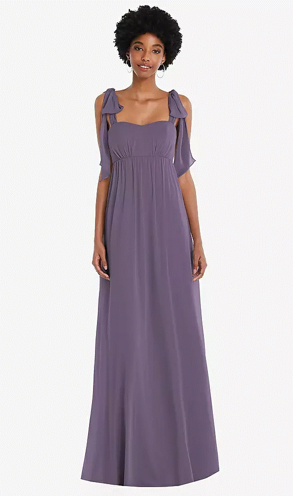 After Six 1564..Convertible Tie-Shoulder Empire Waist Maxi Dress...Lavender..XL