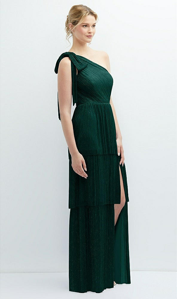 After Six 6889....Tiered Skirt Metallic Pleated Dress...Evergreen....Sz XXL