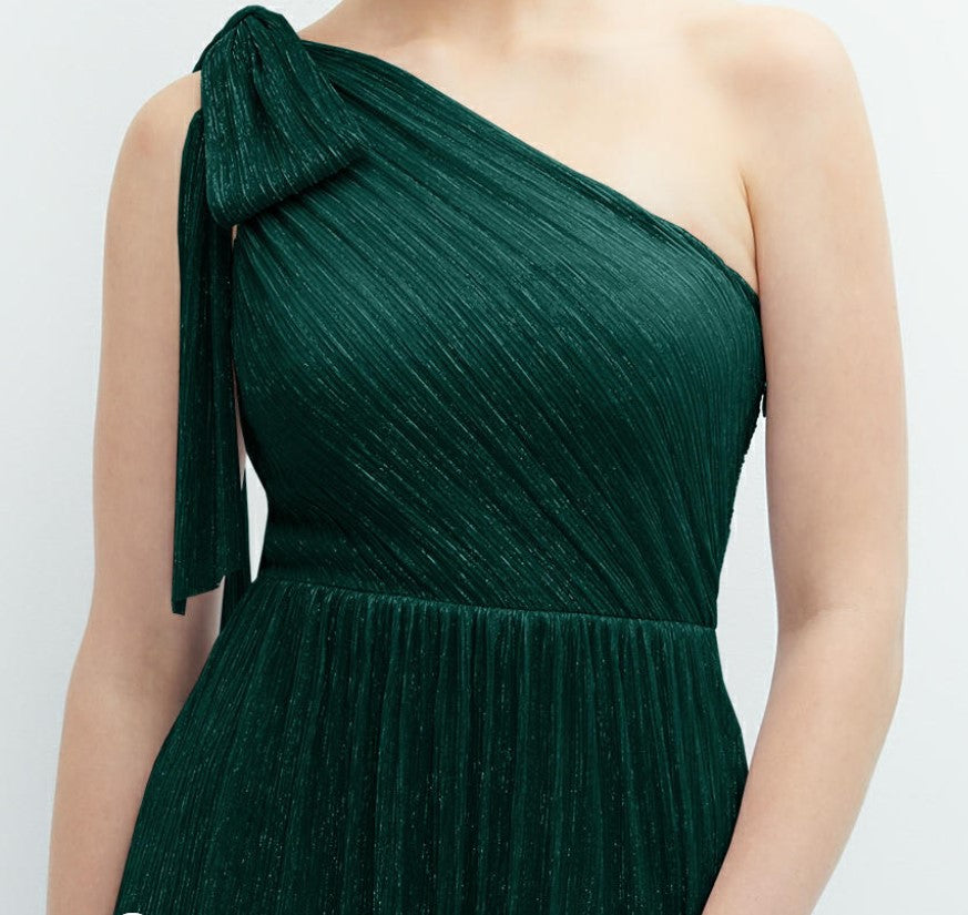 After Six 6889....Tiered Skirt Metallic Pleated Dress...Evergreen....Sz XXL
