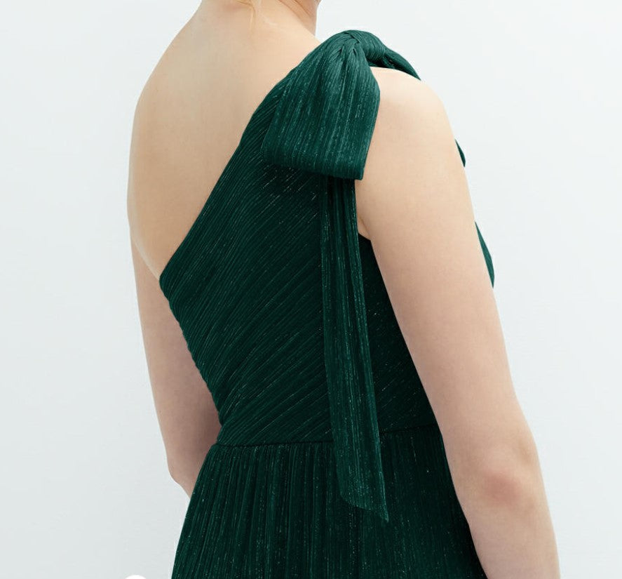 After Six 6889....Tiered Skirt Metallic Pleated Dress...Evergreen....Sz XXL
